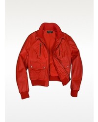 Forzieri Red Leather Bomber Jacket
