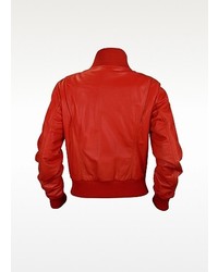Forzieri Red Leather Bomber Jacket