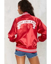 Factory Stay Cute Fight Like A Girl Bomber Jacket