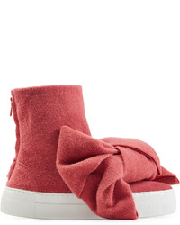 Joshua Sanders Felted Wool Platform Boots With Bows