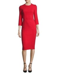 Michael Kors Michl Kors Collection Boucle Crepe 34 Sleeve Sheath Dress Crimson