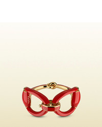 Gucci Horsebit Bracelet In Silver And Red Enamel