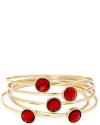 Liz Claiborne Red Crystal 5 Pc Bangle Bracelet Set