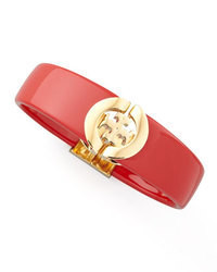 Tory Burch Logo Hinge Enamel Bracelet Red