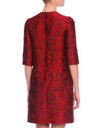 Dolce & Gabbana Elbow Sleeve Embellished Cameo Dress