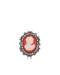Alilang Red Victoria Era Inspired White Cameo Royal Lady Crystal Rhinestone Pin Brooch