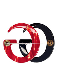 Gucci Black And Red Gg Marmont Brooch