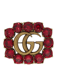 Gucci Gold And Red Marmont Gem Brooch