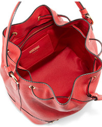 Moschino Calfskin Logo Bucket Bag Red