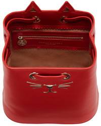 Charlotte Olympia Red Feline Bucket Bag
