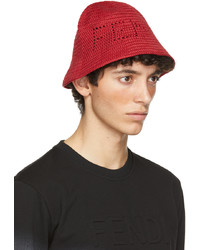 Fendi Red Cotton Bucket Hat