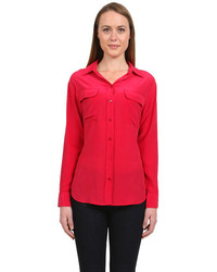 Equipment Button Down Blouse In Red