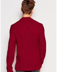 Asos Brand Cable Knit Sweater With Chunky Neck