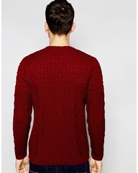 Asos Brand Cable Knit Sweater With Textured Yoke