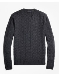 Brooks Brothers Cable Knit Crewneck Cashmere Sweater