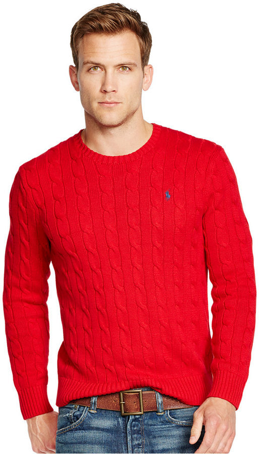 ralph lauren red cable knit sweater