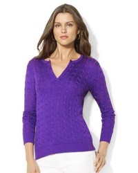 Lauren Ralph Lauren Cable Knit Split Neck Sweater