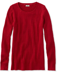 L.L. Bean Classic Cable Sweater Jewelneck