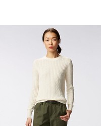 Cotton Cashmere Cable Crewneck Sweater