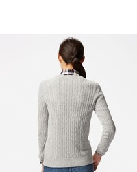 Cotton Cashmere Cable Crewneck Sweater