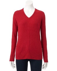 Croft Barrow Cable Knit V Neck Sweater