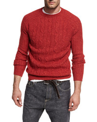 Brunello Cucinelli Donegal Cable Knit Crewneck Sweater