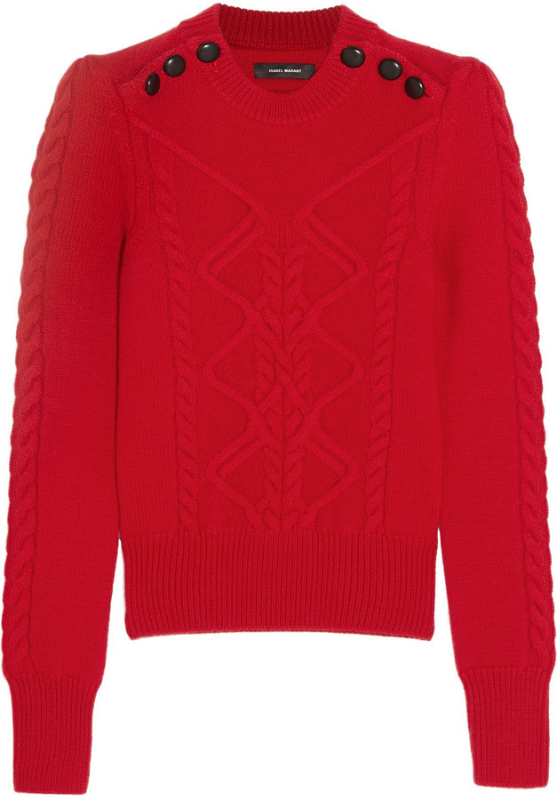 Isabel Marant Dustin Cable Knit Stretch Wool Sweater, $765 | NET-A ...