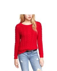 Express Side Slit Cable Knit Sweater Red X Small