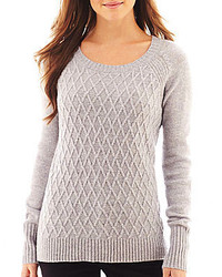 jcpenney Jcp Long Sleeve Diamond Cable Sweater