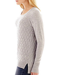 jcpenney Jcp Long Sleeve Diamond Cable Sweater