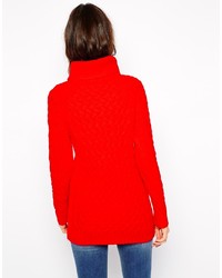 Warehouse Long Roll Neck Cable Sweater