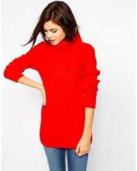 Warehouse Long Roll Neck Cable Sweater