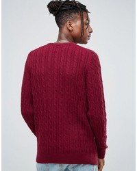 Farah Ludwig Cable Knit Sweater In Red