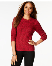 Karen Scott Marled Cable Knit Sweater Only At Macys