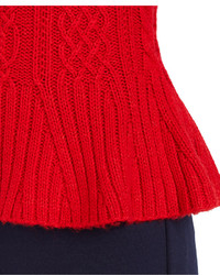 Lauren Ralph Lauren Mock Turtleneck Cable Knit Peplum Sweater