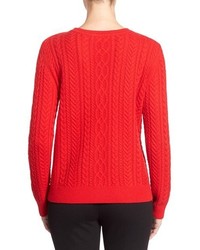 Nordstrom Collection Zip Shoulder Cable Wool Cashmere Sweater