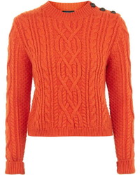 Petite Cropped Cable Knit Jumper