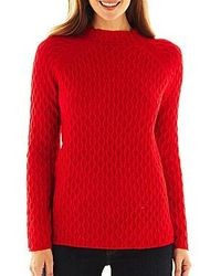 jcpenney St Johns Bay Funnel Neck Cable Sweater