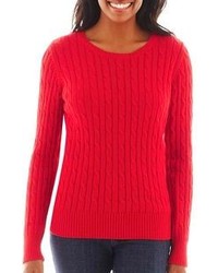 jcpenney St Johns Bay St Johns Bay Long Sleeve Crewneck Cable Sweater