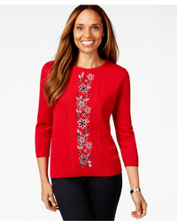 Alfred Dunner Three Quarter Sleeve Knit Sweater