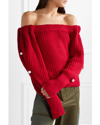 Hellessy Vessel Off The Shoulder Embellished Cotton Sweater