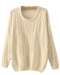 ChicNova Vintage Cable  Knit Scoop Neckline Mohair Pullover