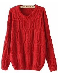 ChicNova Vintage Cable  Knit Scoop Neckline Mohair Pullover