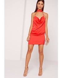 Missguided Silky Choker Cami Dress Red