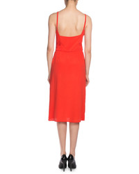 Balenciaga Sleeveless Crepe Slip Dress Red