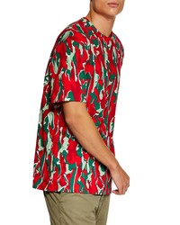 Topman Hyke Camo Print Oversize T Shirt