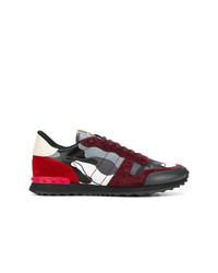 Red Camouflage Leather Low Top Sneakers