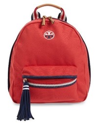 Tory Burch Preppy Canvas Backpack Red