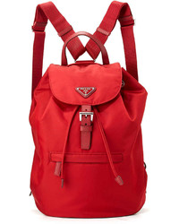 Prada Vela Large Drawstring Backpack Red