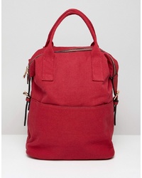 ASOS DESIGN Zip Over Canvas Backpack With Double Handle